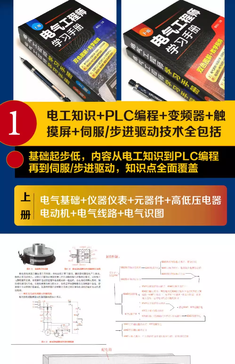 电气工程师学习手册 上下册 蔡杏山 PLC编程学习宝典电动机控制线路分析与安装 电气工程基础知识 电气自动化技术电气识图书籍